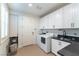 Well-equipped laundry room with modern appliances, ample cabinet space, and a convenient sink area at 10002 Trapper Mountain St, Las Vegas, NV 89178