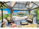 Relaxing covered patio overlooking a pool and spa, offering a tranquil outdoor living space at 364 Clark Dr, Henderson, NV 89074