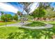 Beautiful community park featuring a playground, green lawns, mature trees, and walking paths at 364 Clark Dr, Henderson, NV 89074