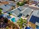 Aerial view of backyard pool, lifeguard tower, and palm tree at 6181 Cedarwood Ave, Las Vegas, NV 89103