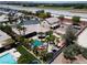 Aerial view featuring backyard pool, rock features, and outdoor kitchen at 6224 Red Pine Ct, Las Vegas, NV 89130