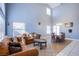 Inviting living room with couches, high ceilings, and ample natural light from large windows at 6259 Santander Ave, Las Vegas, NV 89103
