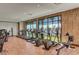 Well-equipped gym featuring treadmills and elliptical machines with large windows for natural light at 9903 Spinel Pl, Las Vegas, NV 89143