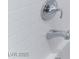Close up view of bath faucet with white tiled enclosure at 2964 Gunnery Forge St, Las Vegas, NV 89156