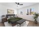Bright bedroom boasts natural light and stylish, modern decor and flooring at 4442 Bennett Dr, Las Vegas, NV 89121