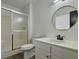 Bathroom featuring a glass-enclosed shower and a modern sink at 4681 Via San Rafael, Las Vegas, NV 89103