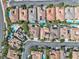 An aerial view shows the layout of homes in this community, some with pools, in this overhead perspective at 11621 La Mirago Pl, Las Vegas, NV 89138