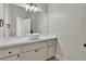 Modern bathroom featuring a vessel sink, ample counter space, and contemporary lighting fixtures at 11621 La Mirago Pl, Las Vegas, NV 89138