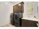 Well-equipped laundry room with modern appliances and plenty of storage at 11895 Skyline Arch Ct, Las Vegas, NV 89138