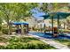 Outdoor playground featuring slides and climbing structures with covered picnic area in a community park at 1812 Relate Ct, Las Vegas, NV 89117