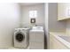 Laundry room with front load washer and dryer and plenty of storage at 1933 Davina St, Henderson, NV 89074