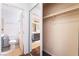 The bathroom includes a toilet, sink, and mirrored closet at 350 S Durango Dr # 108, Las Vegas, NV 89145