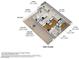 A 3D rendering of the first floor condo layout, including kitchen, living and dining areas at 360 E Desert Inn Rd # 1901, Las Vegas, NV 89109
