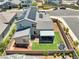 Aerial shot of a home equipped with solar panels and a backyard designed for entertaining at 4246 W Landberg Ave, Las Vegas, NV 89141