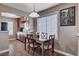 View of dining room featuring tile floors, a modern lighting fixture and a painting at 4860 Nara Vista Way # 204, Las Vegas, NV 89103