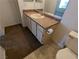 Functional bathroom features a single sink vanity and standard toilet and tiled floors at 555 E Silverado Ranch Blvd # 2147, Las Vegas, NV 89183