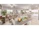 Open-concept living room featuring stylish decor, ample seating, and a seamless flow into the kitchen at 7824 Warm Winds St, North Las Vegas, NV 89084