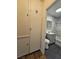 This bright bathroom boasts a shower and built in storage at 131 Copper St, Henderson, NV 89015