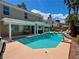 Beautiful backyard showcases a large swimming pool, covered patio, and manicured landscaping at 2016 Catalina Marie Ave, Henderson, NV 89074