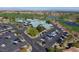 Aerial view of the community clubhouse, golf course and manicured landscaping at 2158 Indigo Creek Ave, Henderson, NV 89012