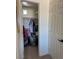 View of an organized closet with shelves and hanging clothes at 2229 Steele St, Las Vegas, NV 89156