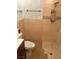 Tiled bathroom featuring updated fixtures and a shower with decorative accents at 2989 Bel Air Dr, Las Vegas, NV 89109
