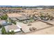 Wide aerial shot showcasing the home's layout, pool, landscaping, and neighboring plots in the desert landscape at 3955 W Jo Rae Ave, Las Vegas, NV 89141