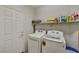 Efficient laundry room with modern washer and dryer and ample storage space at 4037 Vulcan St, Las Vegas, NV 89122