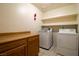 Functional laundry room equipped with modern washer, dryer, and storage at 5170 S Pearl St, Las Vegas, NV 89120