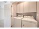 Convenient laundry room area with cabinets, washer, and dryer at 5960 Wheat Penny Ave, Las Vegas, NV 89122