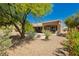 Wonderful backyard featuring beautiful plants, desert landscaping and an open patio area for outdoor enjoyment at 9525 Salem Hills Ct, Las Vegas, NV 89134