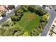 Aerial view of Ascot community park with surrounding homes and well-maintained greenery at 9748 Derbyhill Cir, Las Vegas, NV 89117