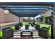 Backyard patio with ample seating, a pergola, and artificial grass, great for entertaining at 1297 Ventura Cliffs Ave, Henderson, NV 89012