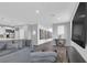 Open-concept living room featuring a comfortable gray sofa and stylish decor throughout at 1297 Ventura Cliffs Ave, Henderson, NV 89012