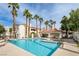 Beautifully maintained community pool and spa with covered cabana and seating area at 1501 Oscar Ct # 101, Las Vegas, NV 89146
