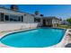 Backyard with private pool, patio area, and lush greenery, perfect for outdoor relaxation and entertaining at 1679 Raindance Way, Las Vegas, NV 89169