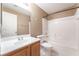Bathroom with single sink vanity, toilet, and shower-tub combo for convenience and comfort at 2319 Little Italy Ave, North Las Vegas, NV 89031