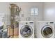 Functional laundry room with modern washer, dryer, and water heater at 4474 Dawley Ct, Las Vegas, NV 89104