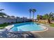 Backyard pool with palm trees and landscaping at 4474 Dawley Ct, Las Vegas, NV 89104