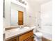 Clean bathroom with a single sink vanity, toilet, and shower-tub combination at 4730 E Craig Rd # 1115, Las Vegas, NV 89115