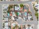 Overhead view of a neighborhood showcasing the property with a pool and neighboring houses at 4764 Lana Dr, Las Vegas, NV 89121