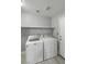 Functional laundry room equipped with a washer, dryer, and overhead shelving at 5553 Super Bowl Dr, Las Vegas, NV 89110