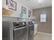 Well-equipped laundry room featuring modern washer and dryer units and decor at 7322 Columbia Rock Ct, Las Vegas, NV 89178