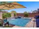 Beautiful backyard pool with water features, lush greenery, and ample space for relaxation and recreation at 7322 Columbia Rock Ct, Las Vegas, NV 89178