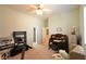 Office/Workout Room features carpet, plantation shutters, ceiling fan, and treadmill at 7325 Rustic Crest St, Las Vegas, NV 89149