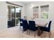 Bright dining room with modern table, blue chairs, and sliding door to outdoor patio at 8929 Cassia Winds St, Las Vegas, NV 89166
