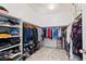 Spacious walk-in closet featuring custom shelving, hanging racks, and laminate flooring at 10127 Knotty Skye Ave, Las Vegas, NV 89166