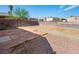 Spacious backyard with a red brick block fence, rock landscaping, and desert flora at 2337 Sierra Sunrise St, Las Vegas, NV 89156