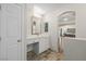 Bright bathroom with vanity, mirror and neutral colors at 258 Chamomile Dr, Henderson, NV 89015