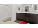 Bathroom with double sinks and enclosed shower at 3517 Arcadian King Ave, Las Vegas, NV 89106